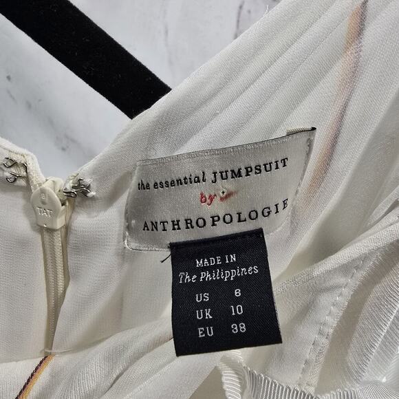 Anthropologie Jumpsuit Womens 8 Medium Linen Pinstripe Tank Essential - Picture 3 of 13